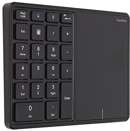 Kabelloser Ziffernblock, 2 in 1 22 Tasten 2,4 G Touchpad Bluetooth 4.2 Nummernblock, Typ C Aufladung 500 MAh Finanzbuchhaltungstastatur, für Laptop, PC, Desktop(Schwarz)