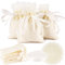 FLOFIA 24pz Sacchetti Iuta Bomboniere Confetti 10x8cm Sacchetti Bustine Iuta Tulle Veli Organza Nastro Raso Sachetti Iuta per Confetti Bomboniere Comunione Battesimo Nascita Matrimonio Beige