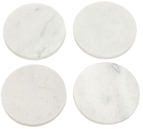 Lot de 4 dessous de verre ronds en marbre blanc