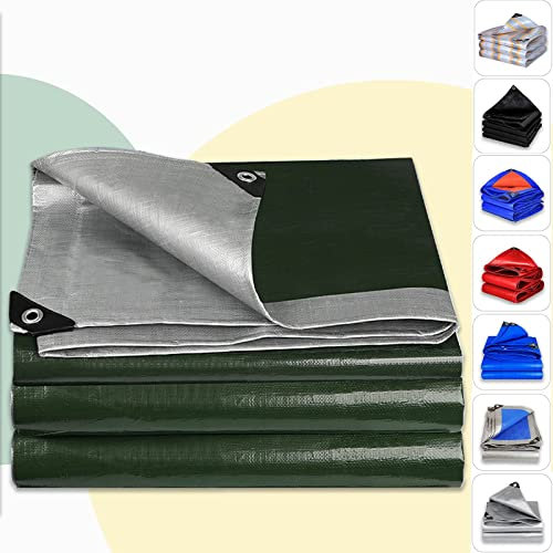 AMXFS Gewebeplane Plane mit Ösen Abdeckplane aus PE 2x10m Bauplane Gartenplane Wasserdicht 0.32mm Bootsplane Zeltunterlage für Camping Holzplane 160g/m² Schutzplane für Pool Zeltunterlage