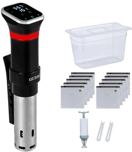 Gudac Sous Vide Precision Cooker 1100 Watt Sous Vide Kit Diving Circulator with 6 Litre Water Container and 10 Sous Vide Bags