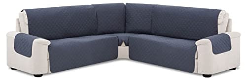 Lanovenanube Mallorca Eckbezug, Eckbank Sofa Bezug, gepolstert, praktisch, groß, Grau C10
