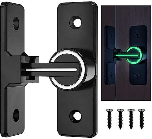 DOUSELLA Verrou Porte Coulissante Lumineux Verrou Serrure de Fermeture Porte Boulon de Verrouillage de Boucle en Alliage de Zinc Loquet de Serrure de Porte à 90 Degrés avec 4 Vis pour Porte Fenêtre