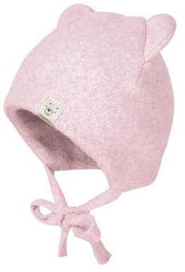 maximo GOTS Baby-Mütze, Öhrchen Fleece, Bindeband Made in Germany 43 zartrosa