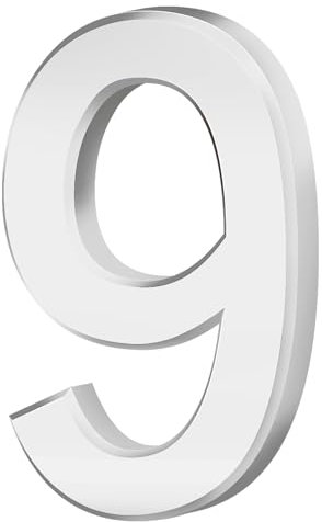 Rumyve 3D Silver Waterproof House Number Self-Adhesive, Mailbox Number Street Address Number for Number 0-9 Floating House Door, Residential Apartment Office Hotel(9)