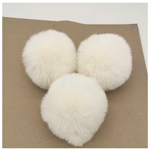 Egurs Lot de 20 pompons en fourrure synthétique multicolores - Pour femme et fille - Pour sac à main, bonnets, écharpes, porte-clés, accessoires de décoration - 8 cm - Beige