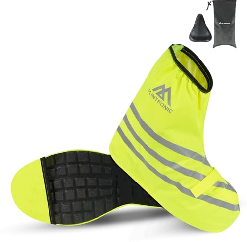 flintronic Überschuhe Fahrrad Wasserdicht, wasserdichte Überschuhe Fahrrad Unisex, Schuhüberzieher Wasserdicht, wasserdichte Fahrradüberschuhe mit Reflektoren, Winddicht & Schmutzabweisend