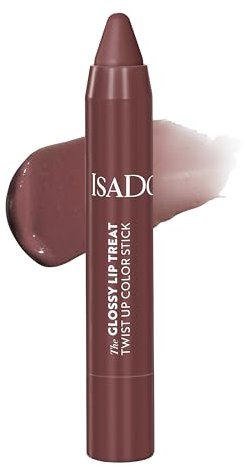 Isadora The Glossy Lip Treat Twist Up Colour Lip Stick - Feuchtigkeitsspendender Lippenstift mit Squalan - Vegan, tierversuchsfrei, aufpolsternd, nicht klebend, Gloss (Raisin 21, 3,3 g)