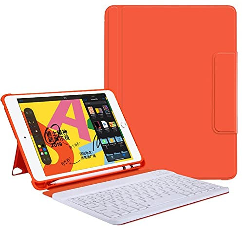 SSLQYLEE For iPad Case Wireless Bluetooth Keyboard Cover with Pen Slot 9.7 Inch Magnetic Stand Cover (Color : Orange White)