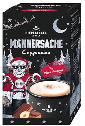 Niederegger | Nuss-Nougat-Cappuccino | 1x 220g | Enthält 10 Portionsbeutel | Mit natürlichem Aroma | Cooles Männersache-Design | Beliebtes Geschenk zu Weihnachten | Heißgetränke von Niederegger