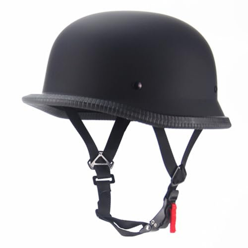 Woljay Demi-Casque de Moto Vintage Style Allemand Casque Moto Rétro Croiseur Casques de Scooter pour Adultes Hommes Femmes approuvés Dot (Noir Mat,L)