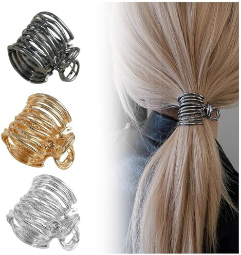 3 Stück Hohe Pferdeschwanz Clips,Haarspange Damen,Haarklammer Metall,Haarspangen aus Metall,Haarklammern Klein,Modische Haar-Accessoires,für Dünnes Mitteldickes Haar-Accessoires Frauen Und Mädchen