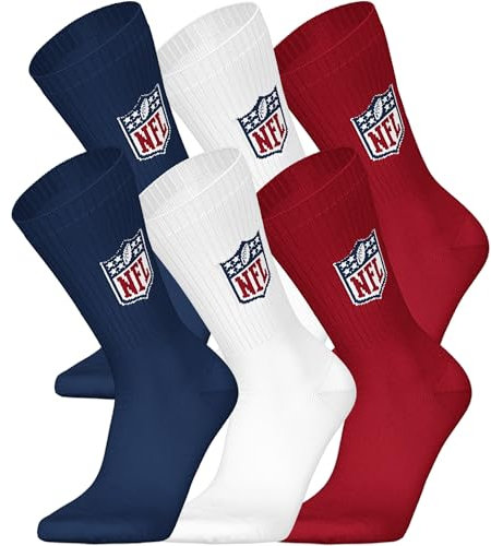 NFL SHIELD 6pk Crew Socks - BLU/WHT/RED - 43/46