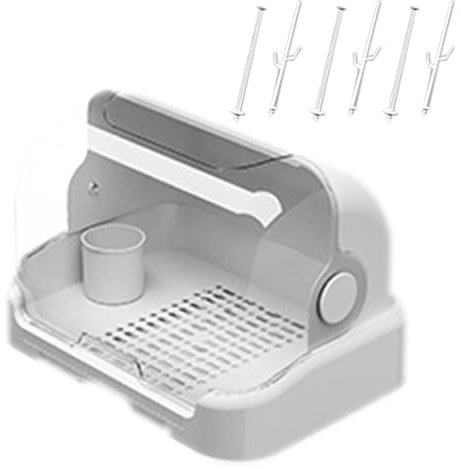 toxaaiwr Babyflaschen-Abtropfgestell, Flaschentrocknungsständer mit transparentem Deckel, großes Fassungsvermögen, Gestell mit abnehmbarer Ablaufschale, platzsparender Babyflaschenständer, Weiß
