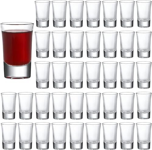 TESIN 40 Stück Schnapsgläser 40 ml klares Schnapsglas Set, 4 cl kleine Whisky-Schnapsgläser für Wodka, schwerem Boden Tequila, Espresso, Spirituosen und Liköre, Mini-Schnapsbecher aus Glas