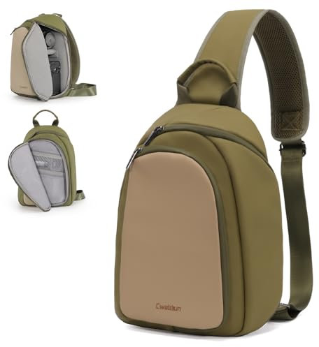 Cwatcun Camera Bag Shoulder Camera Bag for Photographer Water Resistant DSLR Single Camera Bag Compatible with Sony Nikon(Avocado Green)
