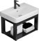 Moderno lavabo de cerámica montado en la pared con estantes de almacenamiento, fácil de limpiar, fregadero flotante para uso en interiores y exteriores
