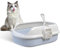 Katzentoilette M Größe, Geräumige Offene Katzentoilette mit Streuschaufel, Robuste Katzentoilette, Katzenklo Katzentoilette für Einfache Reinigung (Blau)