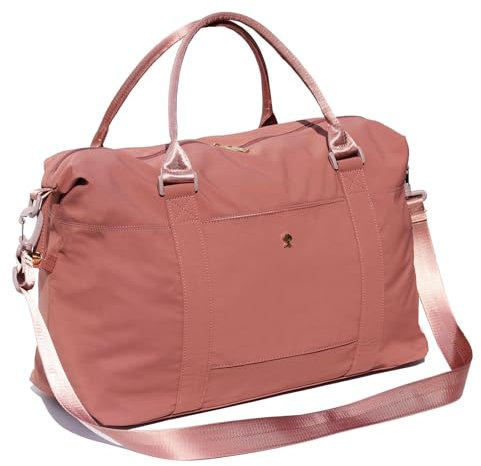 ESVAN Reisetasche, Sporttasche, Weekender, Übernachtung, Handgepäcktasche, Crossbody-Tasche mit Nassfach und Trolleyhülle, A Pink Brown, modisch