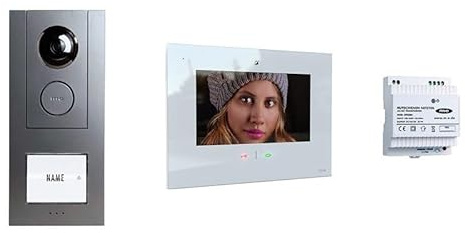 m-e Video Türsprechanlage – Sprechanlage mit Kamera für Einfamilienhaus – WLAN & App-Anbindung – 7 Zoll Touchscreen, Nachtsicht & digitaler Bildspeicher - 4 Draht (Anthrazit/Weiß)