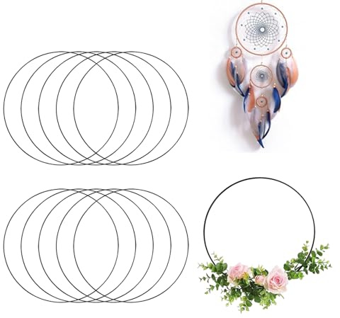 Butyeak Metallringe zum Basteln, 10 Stück 10cm Metallring Schwarz, Dekoringe zum Hängen, Deko Ringe, Drahtringe zum Basteln für Wickeltechnik Traumfänger Floristik Hochzeitskranz Weihnachtsdekoration