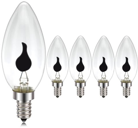 Ruiandsion E14 Flammen-Leuchten 3W, 5er-Pack Flackernde LED für Innenbeleuchtung, Unter Schrank, Dunstabzugshaube, Kochfeld, Weihnachtsdeko, 220-240V