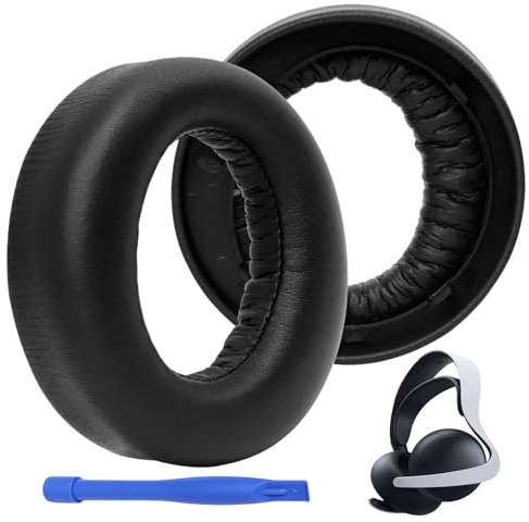 Ersatz Ohrpolster für Sony PlayStation 5 Pulse 3D Wireless Headset, 1 Paar Weiche Ohrpolster aus Proteinleder mit Memory Schaum, Langlebige Ersatzpolster für PS5 Kopfhörer in Schwarz