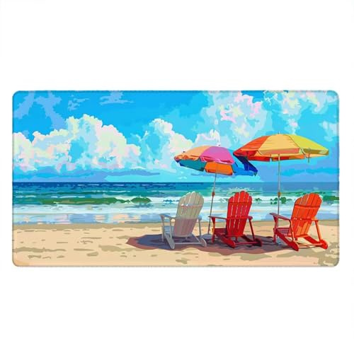Tapis de Souris Gamer, 1600x800mm Tapis de Souris XXL Gaming Grand, Clavier Lavable Desk Mat Bureau Caoutchouc Antidérapant Étanche, Bords Cousus, Gamer Ordinateur PC, Chaises De Plage xR5-706