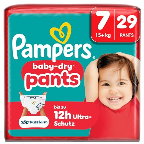 Pampers Baby-Dry Pants Größe 7, 29 Stück, 15kg+, 360° auslaufsichere Passform für Tag und Nacht