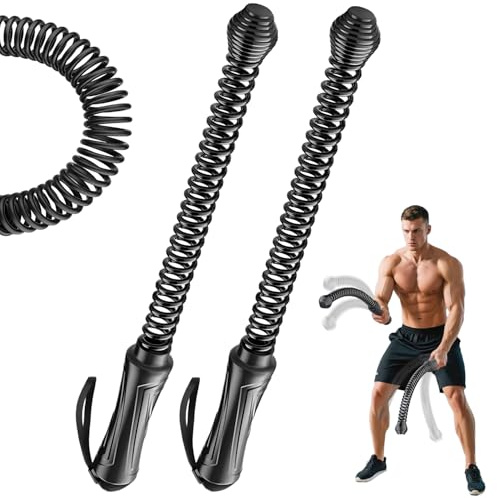 Ropeless Battle Rope, 2Pcs Upgrade Weighted Ropeless Battle Ropes, Cordless Batt-le Rope Exercise Equipment for Home Outdoor Home Gym Strength, Quiet Portable Training Ro-pe for Men Women