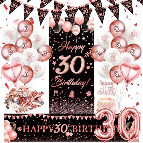 WenmthG 30 Geburtstag Deko Frauen, Roségold Dekorationen zum 30 Jahre