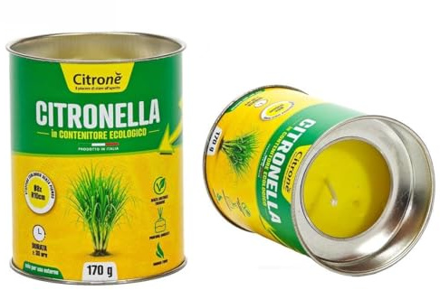 Citroné Citronella-Kerze im umweltfreundlichen Behälter, 170 g, Brenndauer 30 Stunden, H 10 cm Ø 8 cm, 4 Stück