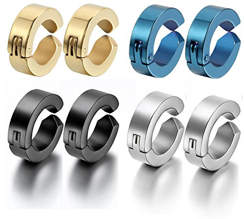 OIDEA Non-Piercing Ohrklemme Magnet Set, Ohrclips Herren Damen Unisex Vintage Ear Cuff aus Edelstahl Punk Rock Earcuffs Ohrschmuck in Schwarz Gold Silber Blau Ohrringe Spitze Kreis Geschenk