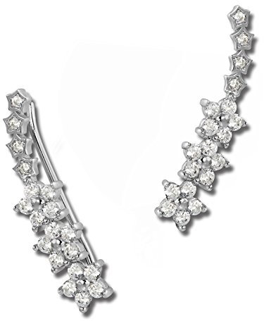 SilberDream Ear Cuff Blumenranke Damen-Ohrring Ohrklemme 925 Sterling Silber Silberschmuck GSO461W