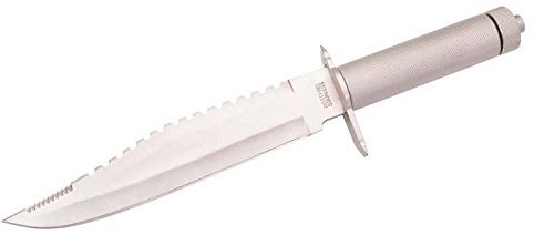 Herbertz Survival-Messer Stahl AISI 420 Rückensäge Aluminiumgriff Schleifstein Zubehör Kunststoffscheide, blau, M