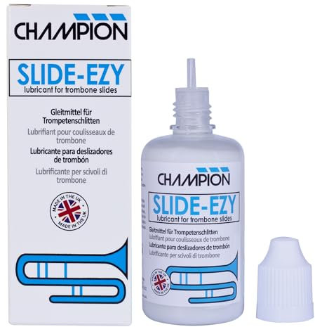 Champion Slide-Ezy Trombone Slide Cream Lubricant. Lubrication for Bb, Bb/F, Alto, and Brass Trombone Slides. Odourless & Easy To Apply Trombone Instrument Lubrication Cream. Made in the UK. (50ml)