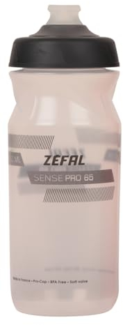 ZEFAL Sense Pro - Bidon/gourde à eau vélo/sport 650 & 800 ml - Premium et Etanche, Mixte Adulte, Gris (Transparent-gris), 65 cl