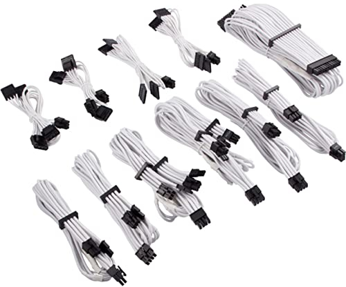 CORSAIR CP-8920224 Premium Individually Sleeved PSU Cables Pro Kit – Black, 2 Year Warranty, White