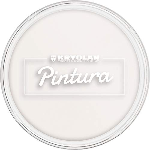 Kryolan Pintura Water Color Schminke 25ml, Farbe: White, Waschbar, Vegan, ohne Parfüm, ohne Parabene, Glutenfrei - ideal für Kinder, Party, Karneval, Fasching & Halloween