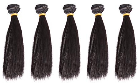 Healifty 5 Stück 15Cm Puppe Haar Perücken Hitzebeständig Gerade Lange Haar Puppe Schuss Haarverlängerungen für DIY Bjd Pullip Puppe Perücke Handgefertigte Materialien Schwarz