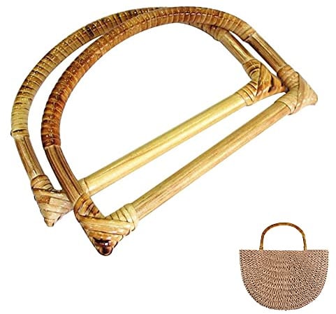 2 Stück Holz Handtasche Griffe, Taschengriff, Handtasche Ersatz Griffe, D Form, Massivholz, Langlebig, für Handgemachte, Strandtaschen, Taschen, Strohtasche Handtasche (Zufällige Farbe)