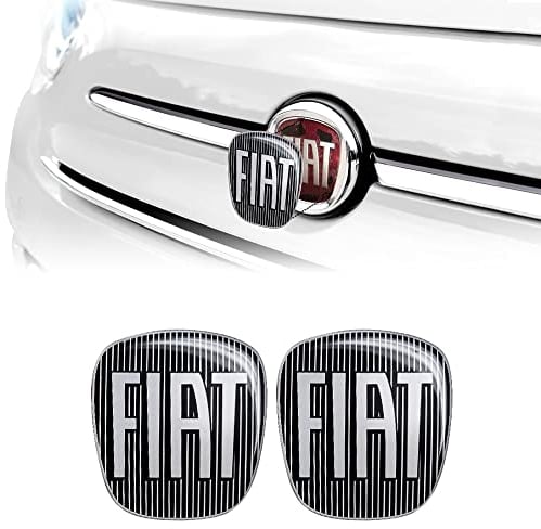 Fiat 14186A-2Pz 3D Aufkleber Logo 500, Schwarz, 2 Stücke, Vorne und Hinten, 71 x 65 mm