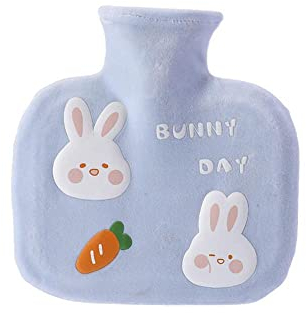 Aeromdale Wärmflasche mit Bezug, quadratisches Häschentag-Muster, 1000 ml, Gummi-Wärmtasche zur Schmerzlinderung, Handfüße, Geschenk für Frauen und Mädchen – # B – 1 Stück