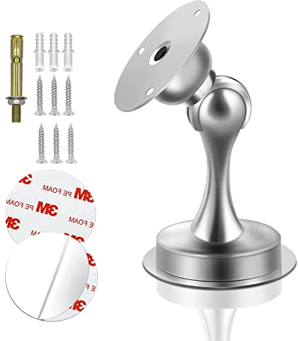 KOLAKO Magnetic Door Stop, Door Stopper Magnetic Adhesive Floor Wall Mount Stainless Steel Heavy Duty Invisible Outdoor Magnet Door Catch Holder for Skirtings, Silver