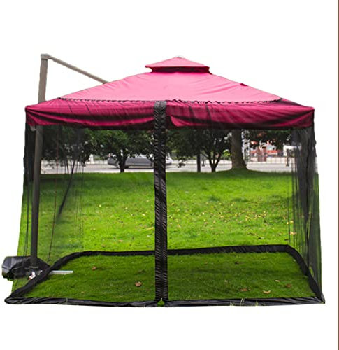 WOKEZ Patio Parapluie Moustiquaire, Moustiquaire pour Parasol de Jardin avec Fermeture Éclair Moustiquaire pour Parasol de Gazebo Table, Moustiquaire Parapluie Carré 3x3m,Noir,300x300x230cm