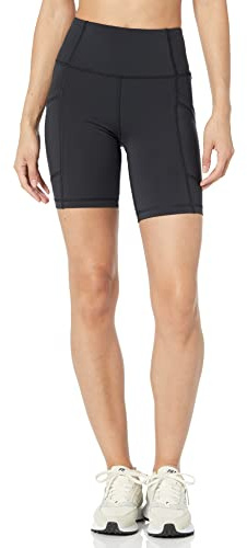 Amazon Essentials Short de cyclisme Active Sculpt taille haute 7 avec poches pour femme, noir, taille M
