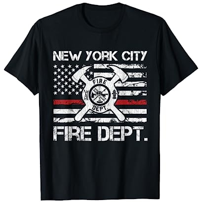 New York City NYC Fire Department Thin Red Line Feuerwehrmann T-Shirt