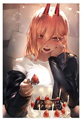 FISH DRAGATE Anime Power Chainsaw Man Canvas Poster Bedroom Decor Sports Landscape Office Room Decor Gift Unframe-style 24x36inch(60x90cm)