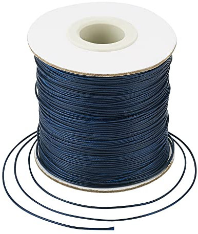 Bestewelry Cordoncino in poliestere cerato, 169 metri, 0,5 mm, filo per perline per la realizzazione di gioielli e bracciali, macramè e cucito in pelle, colore: blu scuro