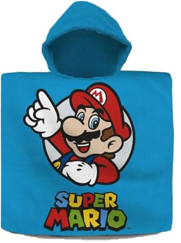 Kids Euroswan Poncho Handtuch aus Baumwolle, Super Mario, 120 x 60 cm